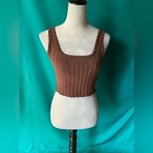 Offline by Aerie Women’s Brown Ribbed Tank Top, Size Medium